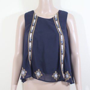 Zara Basic Embroidered Sleeveless Top Black Medium